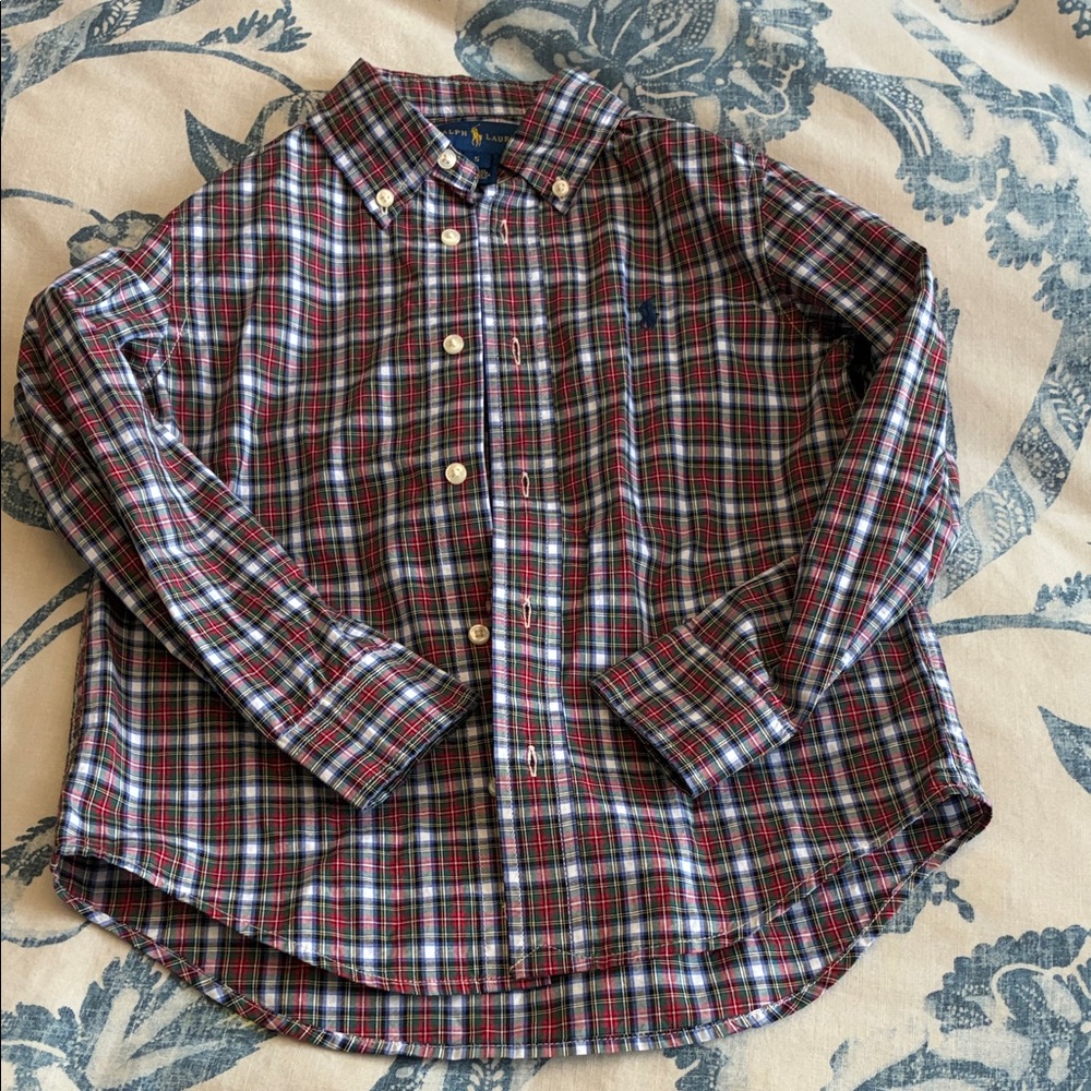 Ralph Lauren Red and Blue Plaid Kids Button-Down Shirt